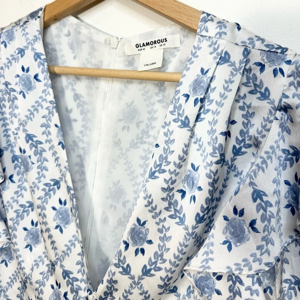 Glamorous Ruched  Ruffle Mini Dress - Picture 9 of 9